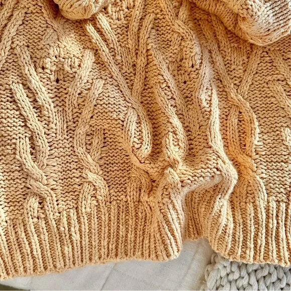 | free people • isla camel cable tunic sweater size • medium | - Picture 15 of 16